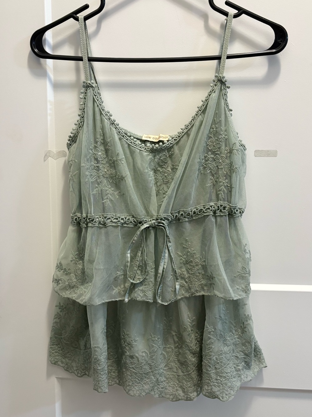 Y2K green lace embroidered fairy tank top #126